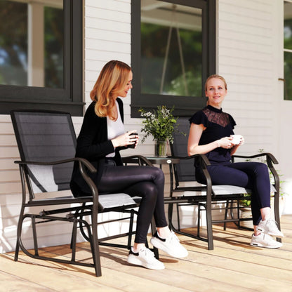 Outsunny Gliding Jack and Jill Seat, with Glass-Top Table