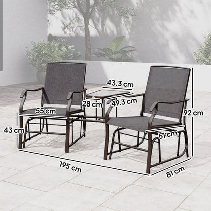 Outsunny Gliding Jack and Jill Seat, with Glass-Top Table