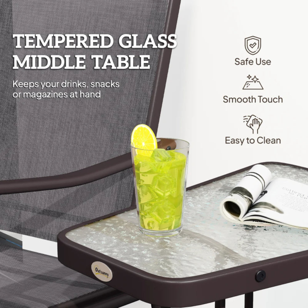 Outsunny Gliding Jack and Jill Seat, with Glass-Top Table