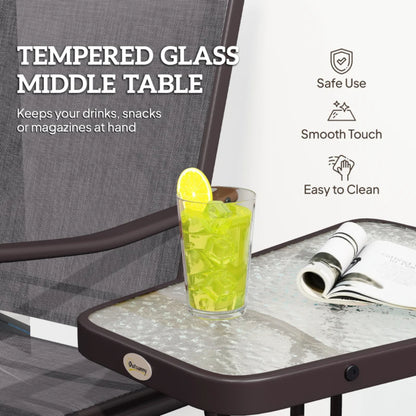 Outsunny Gliding Jack and Jill Seat, with Glass-Top Table
