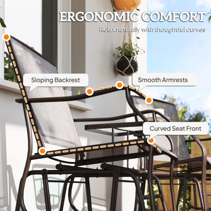 Outsunny Gliding Jack and Jill Seat, with Glass-Top Table