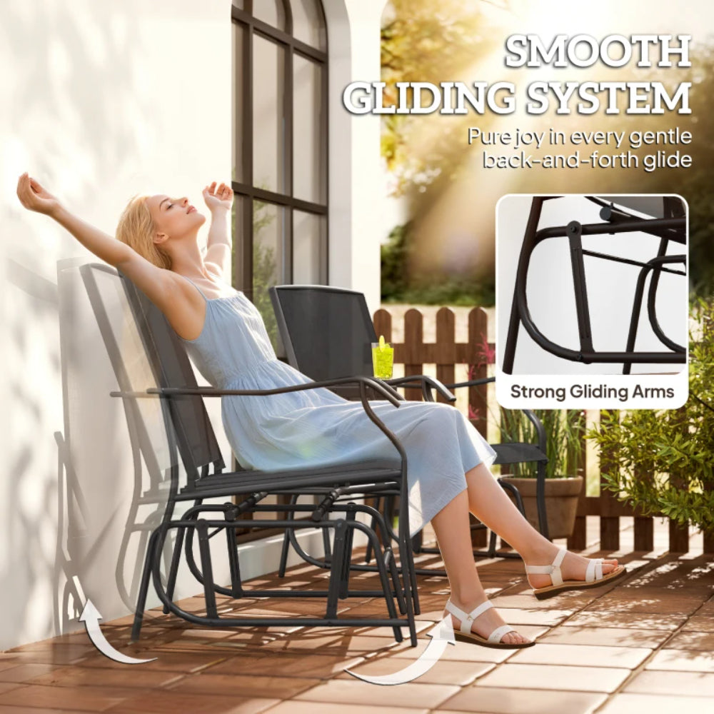 Outsunny Gliding Jack and Jill Seat, with Glass-Top Table