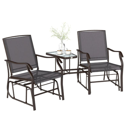 Outsunny Gliding Jack and Jill Seat, with Glass-Top Table