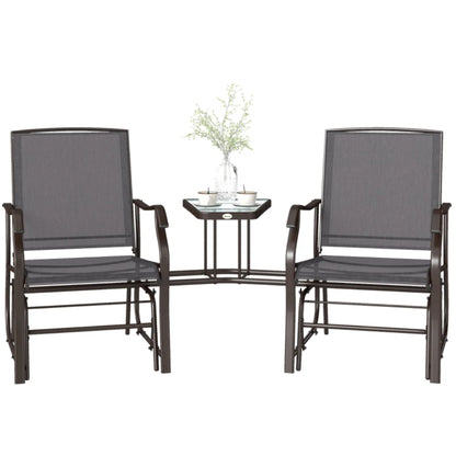Outsunny Gliding Jack and Jill Seat, with Glass-Top Table