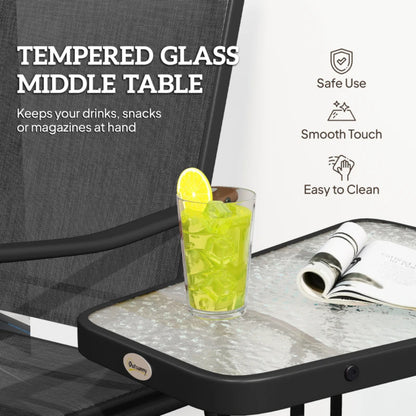 Outsunny Gliding Jack and Jill Seat, with Glass-Top Table