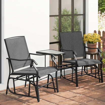 Outsunny Gliding Jack and Jill Seat, with Glass-Top Table