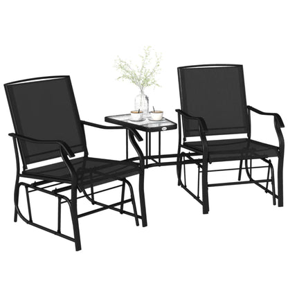 Outsunny Gliding Jack and Jill Seat, with Glass-Top Table