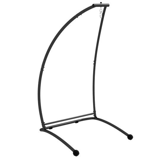 Outsunny Hammock Chair Stand, C Shape Hanging Heavy Duty Metal Frame Hammock Stand for Hanging Hammock Air Porch Swing Chair, Indoor & Outdoor Use, Black 