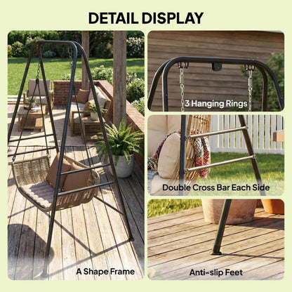 Outsunny Hammock Chair Stand Only, 150KG Load Capacity, for Indoor Outdoor, Black 84A-399V00BK 6
