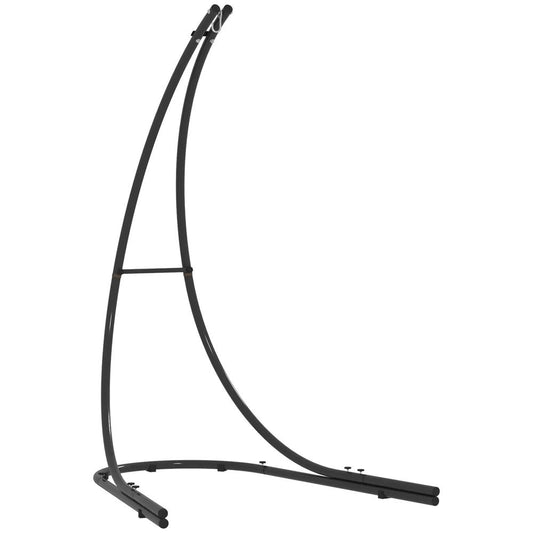 Outsunny Hammock Chair Stand Only, Hanging Chair Stand with Extra Large Base, Heavy Duty Metal Single Hammock Egg Swing Frame for Indoor Outdoor, 150 KG Load Capacity, Black 