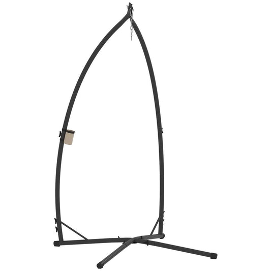 Outsunny Hammock Chair Stand Only, Hanging Chair Stand with X-Shape Base, Heavy Duty Steel Single Hammock Egg Swing Frame for Indoor Outdoor, 150 KG Load Capacity Black 