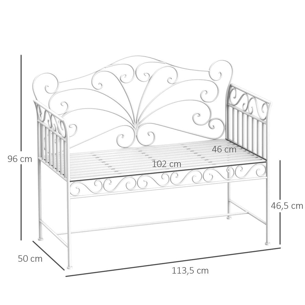 Outsunny Heavy-Duty Garden Bench-White 2