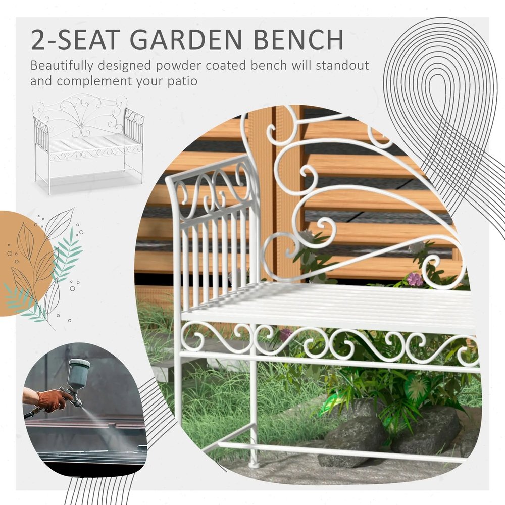 Outsunny Heavy-Duty Garden Bench-White 3