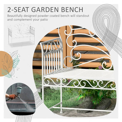 Outsunny Heavy-Duty Garden Bench-White 3