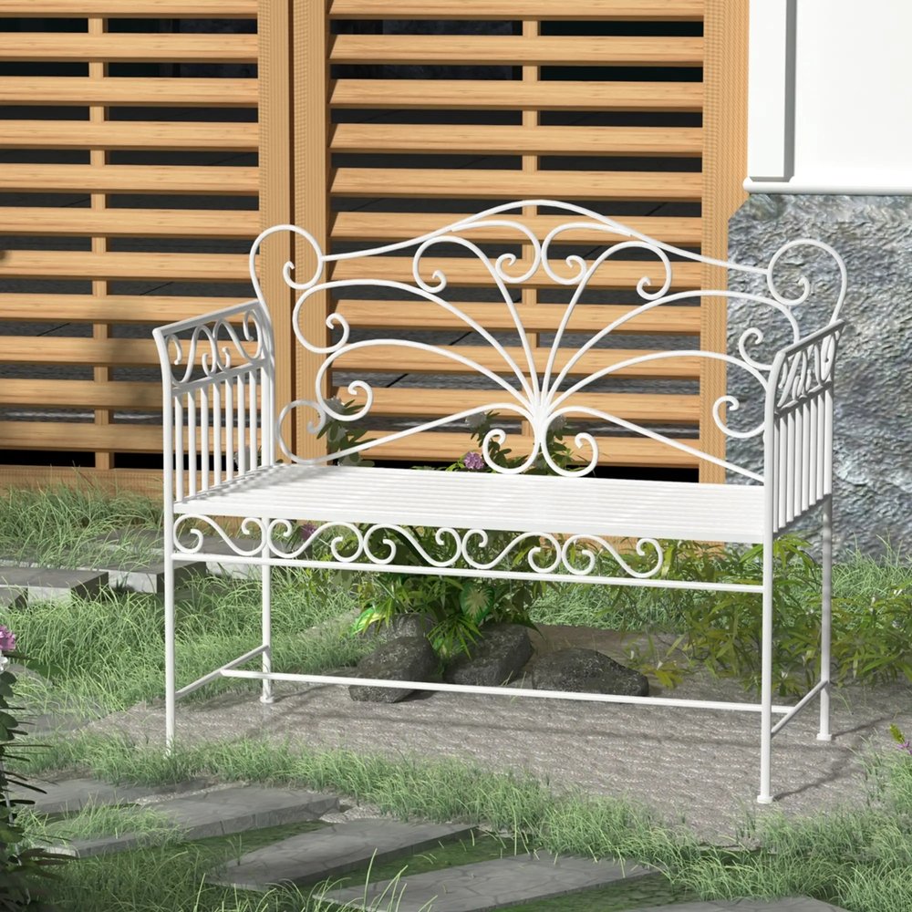 Outsunny Heavy-Duty Garden Bench-White 9