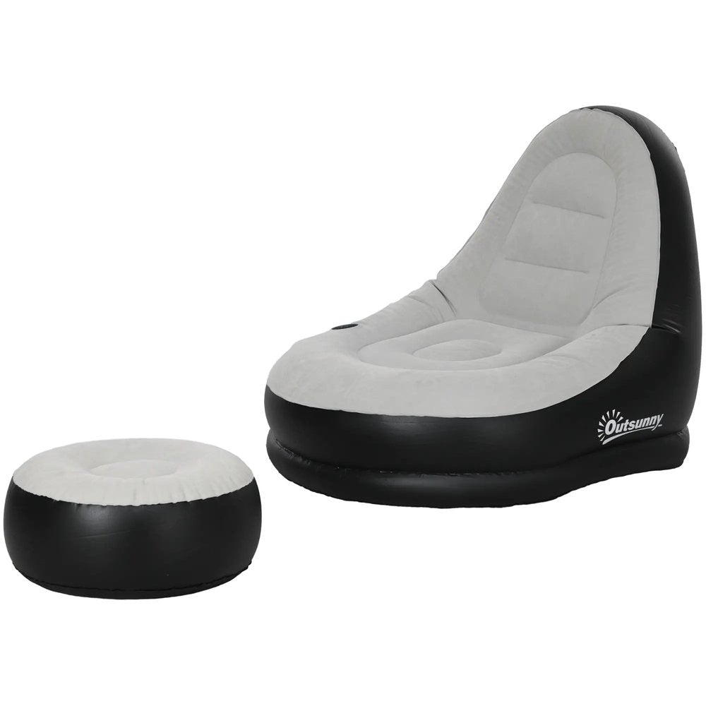 Outsunny Inflatable Tub Chair and Footstool 10