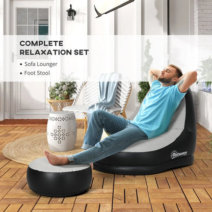 Outsunny Inflatable Tub Chair and Footstool 3