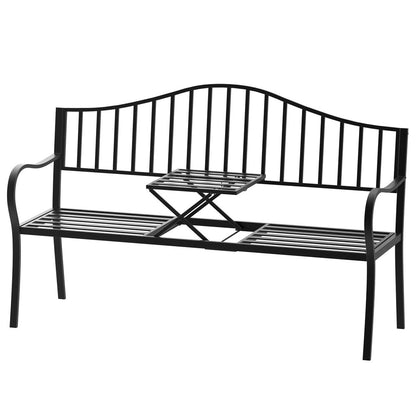 Outsunny Metal Bench W/Table, 150Lx53Wx95H cm 10