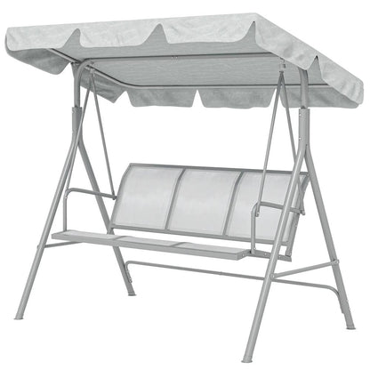 Outsunny Metal Garden Swing Chair, 3-Seater Swing Seat, Patio Hammock Bench Canopy Lounger, Light Grey 11