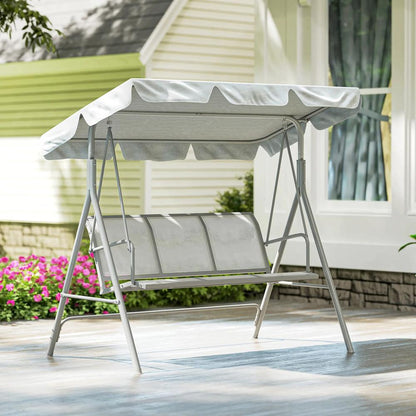 Outsunny Metal Garden Swing Chair, 3-Seater Swing Seat, Patio Hammock Bench Canopy Lounger, Light Grey 8