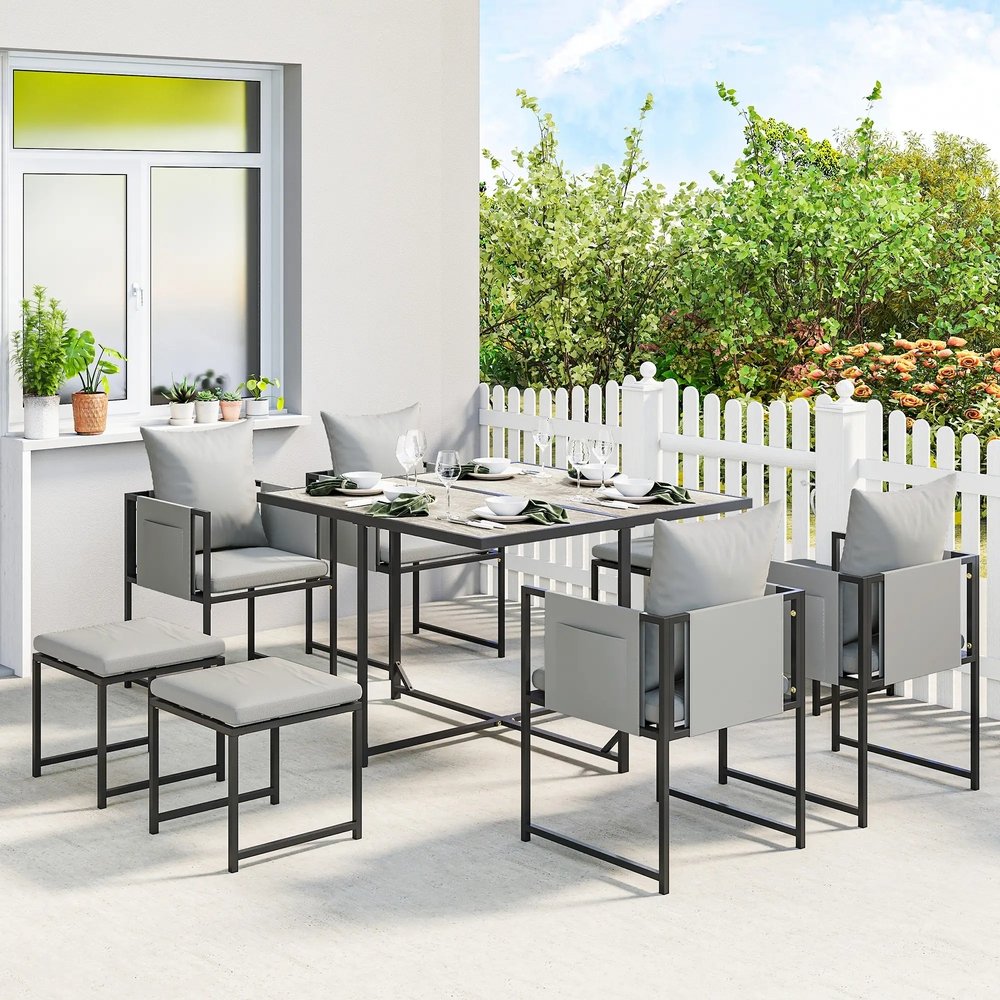 Outsunny Nine-Piece Steel Frame Garden Dining Set 1