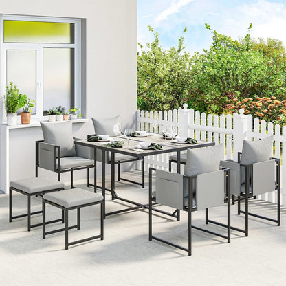 Outsunny Nine-Piece Steel Frame Garden Dining Set 1