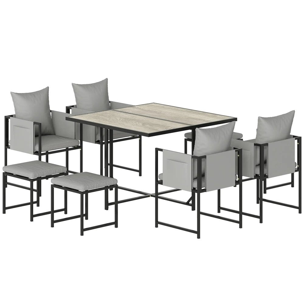 Outsunny Nine-Piece Steel Frame Garden Dining Set 10
