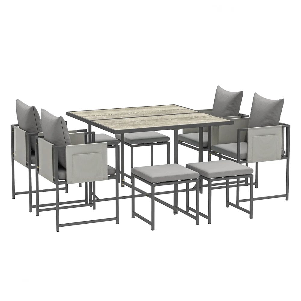 Outsunny Nine-Piece Steel Frame Garden Dining Set 11