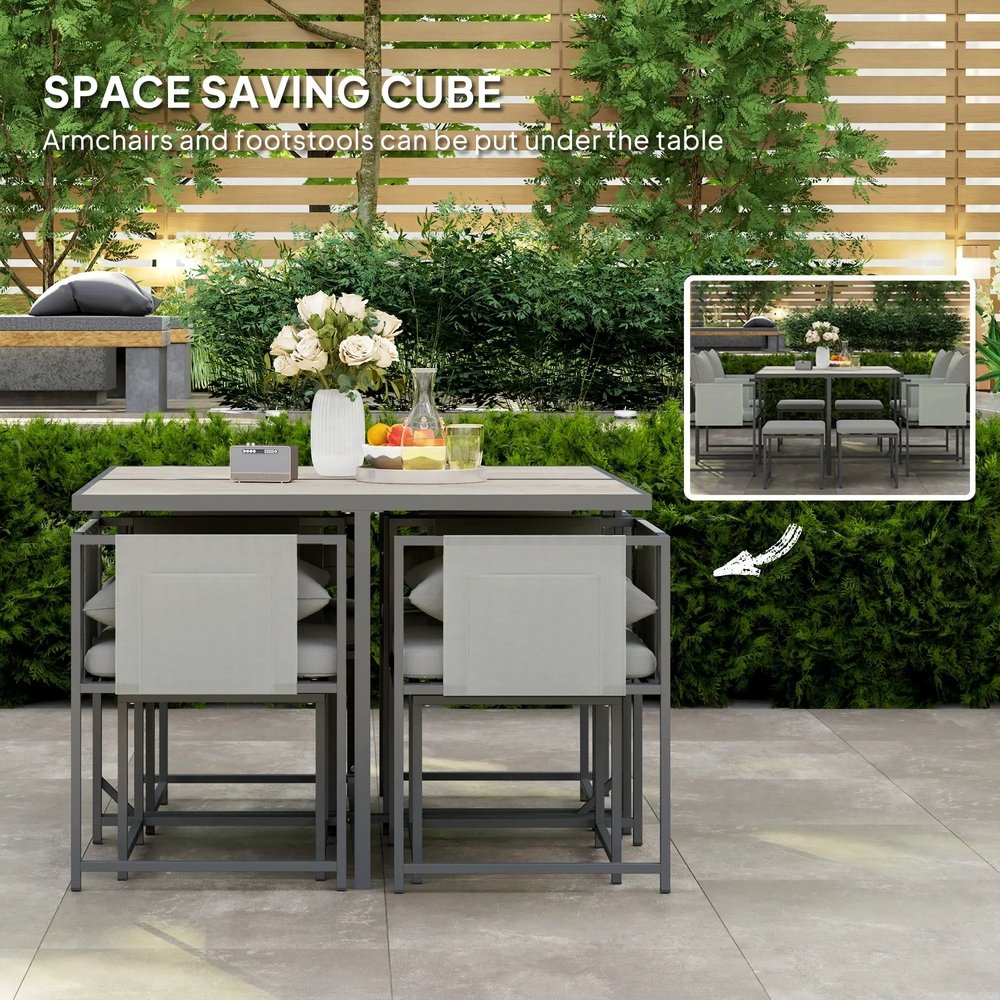 Outsunny Nine-Piece Steel Frame Garden Dining Set 14