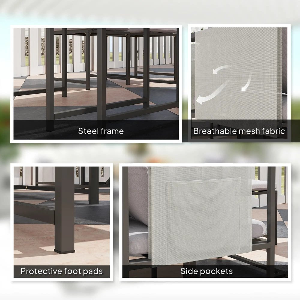 Outsunny Nine-Piece Steel Frame Garden Dining Set 17