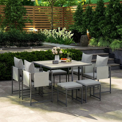 Outsunny Nine-Piece Steel Frame Garden Dining Set 19