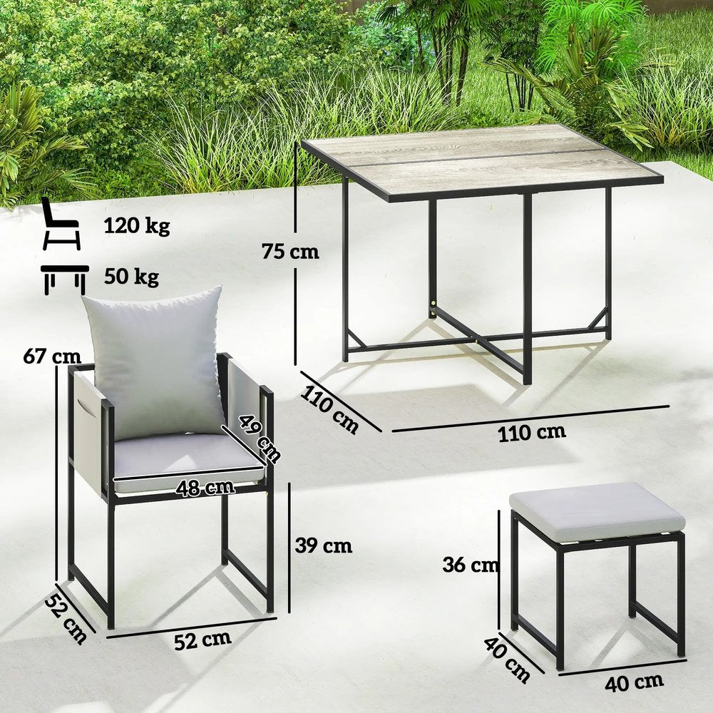 Outsunny Nine-Piece Steel Frame Garden Dining Set 2