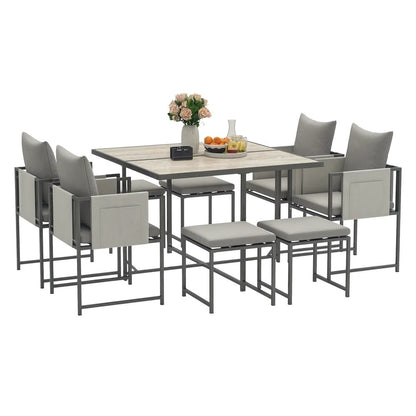 Outsunny Nine-Piece Steel Frame Garden Dining Set 20