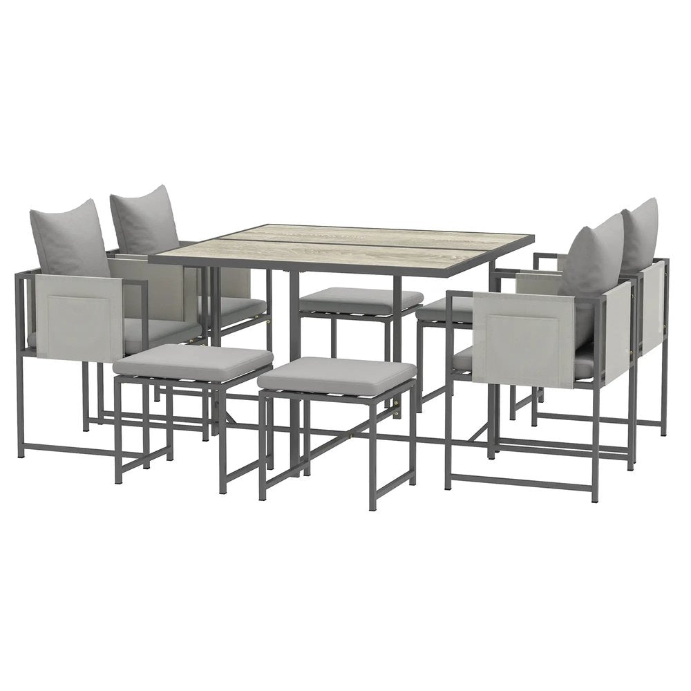 Outsunny Nine-Piece Steel Frame Garden Dining Set 21