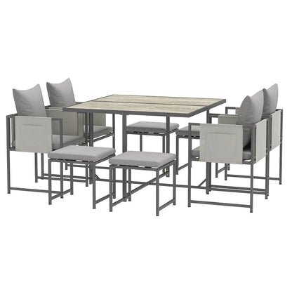 Outsunny Nine-Piece Steel Frame Garden Dining Set 21