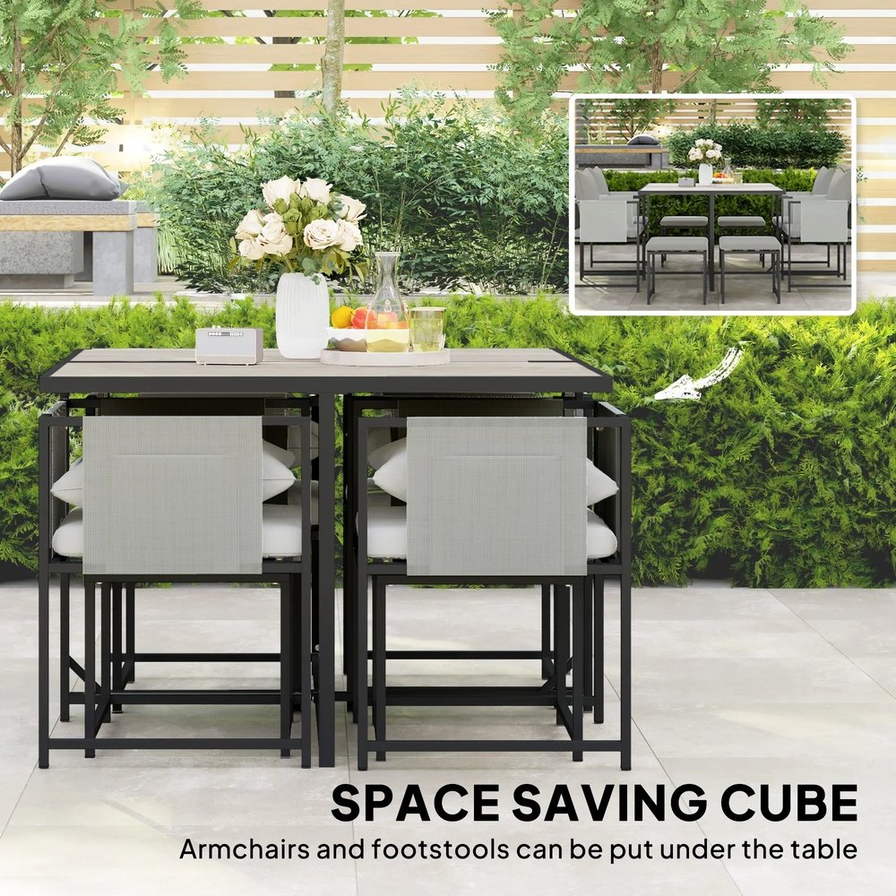 Outsunny Nine-Piece Steel Frame Garden Dining Set 3