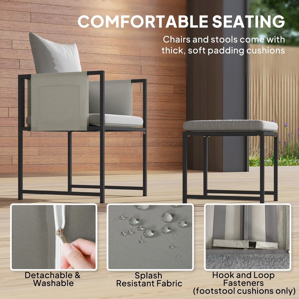 Outsunny Nine-Piece Steel Frame Garden Dining Set 4