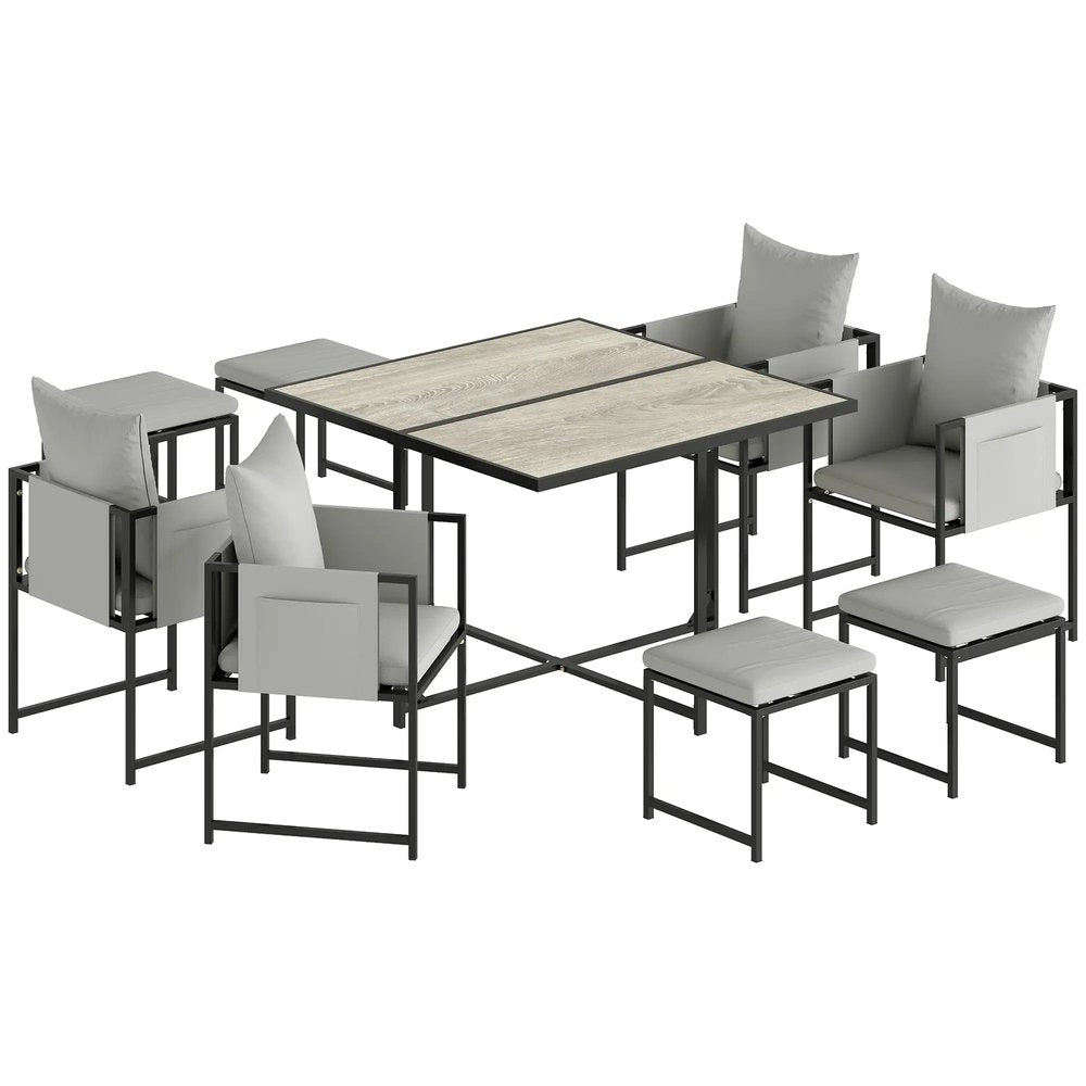 Outsunny Nine-Piece Steel Frame Garden Dining Set 