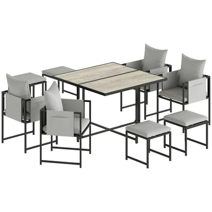 Outsunny Nine-Piece Steel Frame Garden Dining Set 