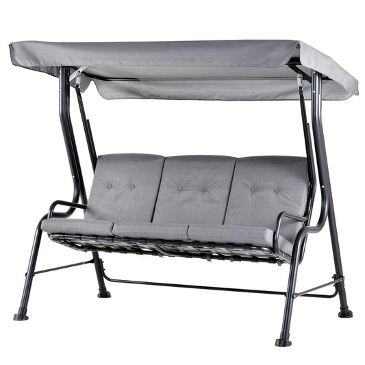 Outsunny Outdoor 3-person Metal Porch Swing Chair Bench, Grey 