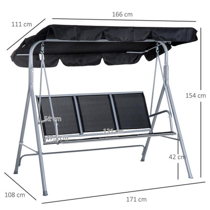 Outsunny Outdoor 3-Seater Swing Chair-Black 2