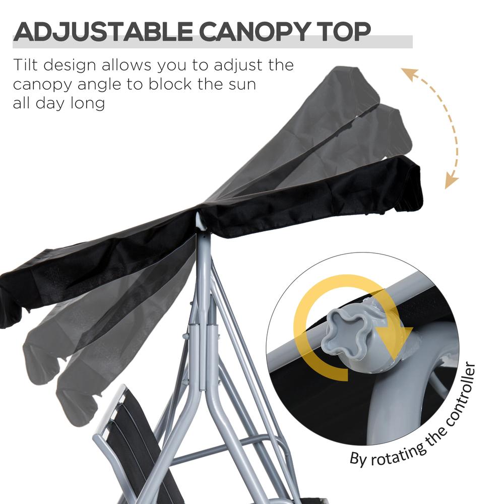 Outsunny Outdoor 3-Seater Swing Chair-Black 3