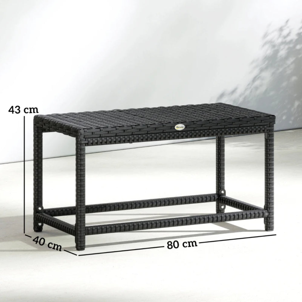 Outsunny Outdoor Coffee Table Side Table with Rectangular Frame for Patio, Balcony, Black