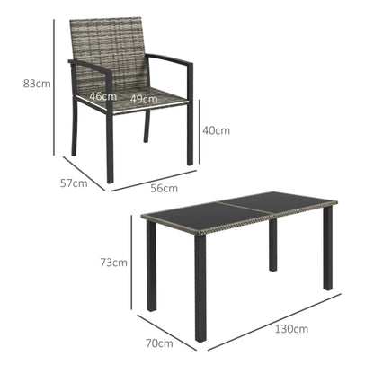 Outsunny Outdoor Dining Set 5 Pieces Patio Conservatory with Tempered Glass Tabletop,4 Dining Chairs