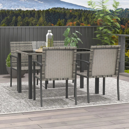 Outsunny Outdoor Dining Set 5 Pieces Patio Conservatory with Tempered Glass Tabletop,4 Dining Chairs