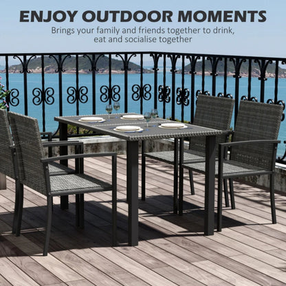 Outsunny Outdoor Dining Set 5 Pieces Patio Conservatory with Tempered Glass Tabletop,4 Dining Chairs