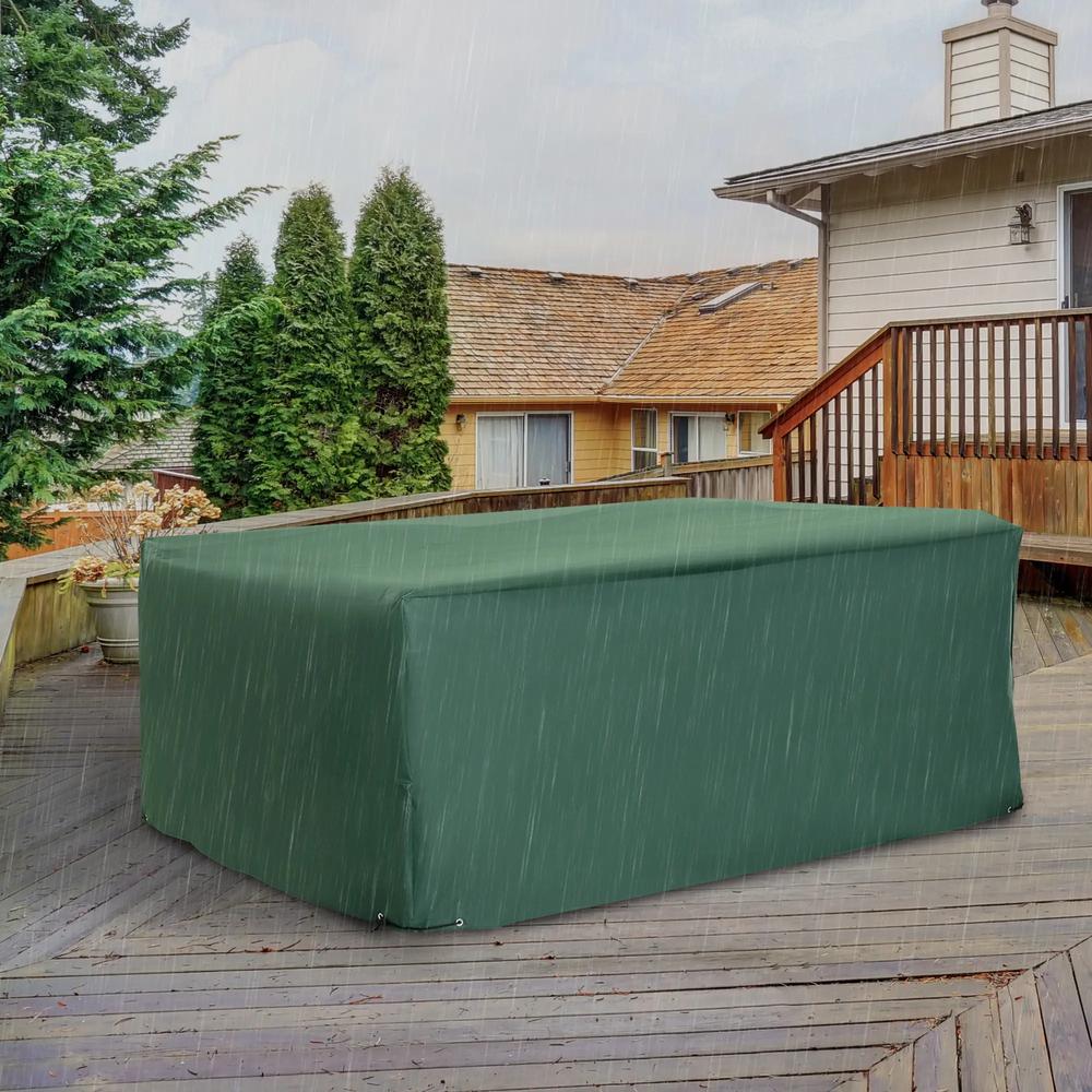 Outsunny Outdoor Garden Furniture Cover Waterproof, Anti-UV 600D Heavy Duty Oxford Fabric Patio Furniture Cover for Rectangular Sofa Table Set, Green, 205 x 145 x 70 cm 1