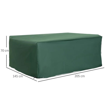 Outsunny Outdoor Garden Furniture Cover Waterproof, Anti-UV 600D Heavy Duty Oxford Fabric Patio Furniture Cover for Rectangular Sofa Table Set, Green, 205 x 145 x 70 cm 2