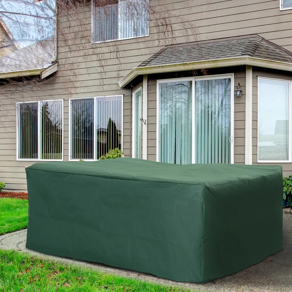Outsunny Outdoor Garden Furniture Cover Waterproof, Anti-UV 600D Heavy Duty Oxford Fabric Patio Furniture Cover for Rectangular Sofa Table Set, Green, 205 x 145 x 70 cm 6