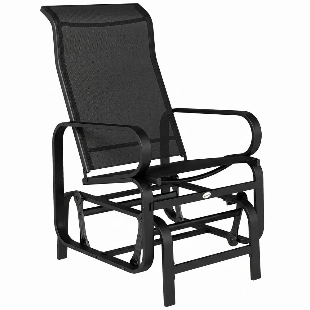 Outsunny Outdoor Gliding Rocking Chair with Sturdy Metal Frame Garden Comfortable Swing Chair 10